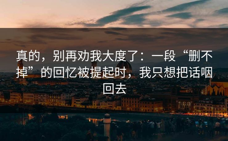 真的，别再劝我大度了：一段“删不掉”的回忆被提起时，我只想把话咽回去