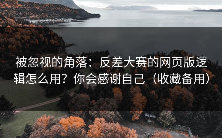 被忽视的角落：反差大赛的网页版逻辑怎么用？你会感谢自己（收藏备用）
