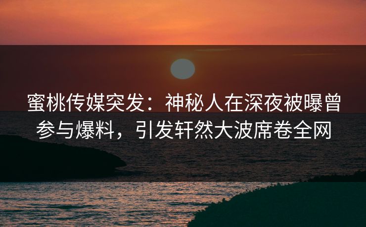 蜜桃传媒突发：神秘人在深夜被曝曾参与爆料，引发轩然大波席卷全网